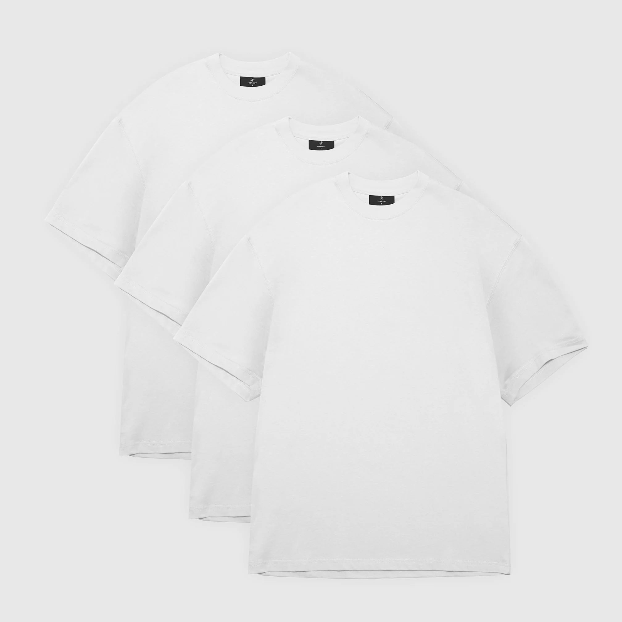 All White 3-pak tungt løstsiddende vasket T-shirt 275gsm