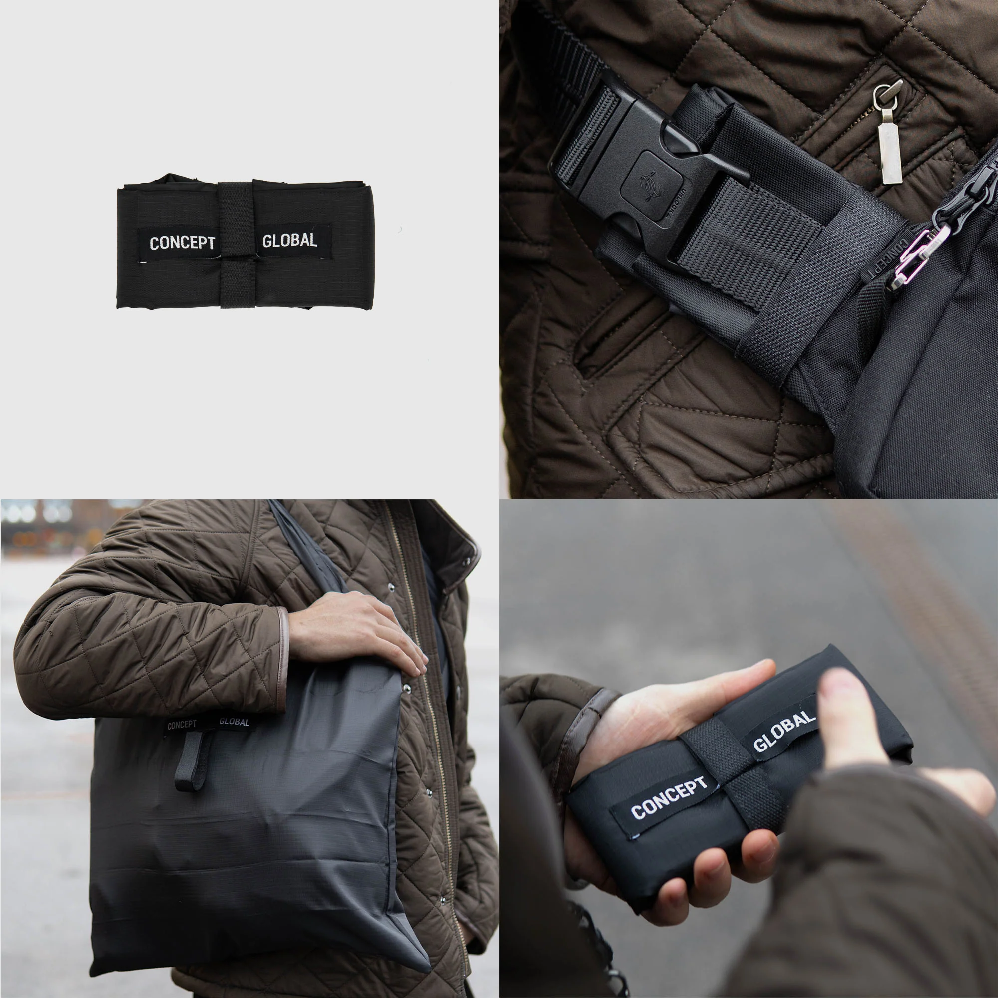 Foldbar tote bag, der klikkes på din sling-rem