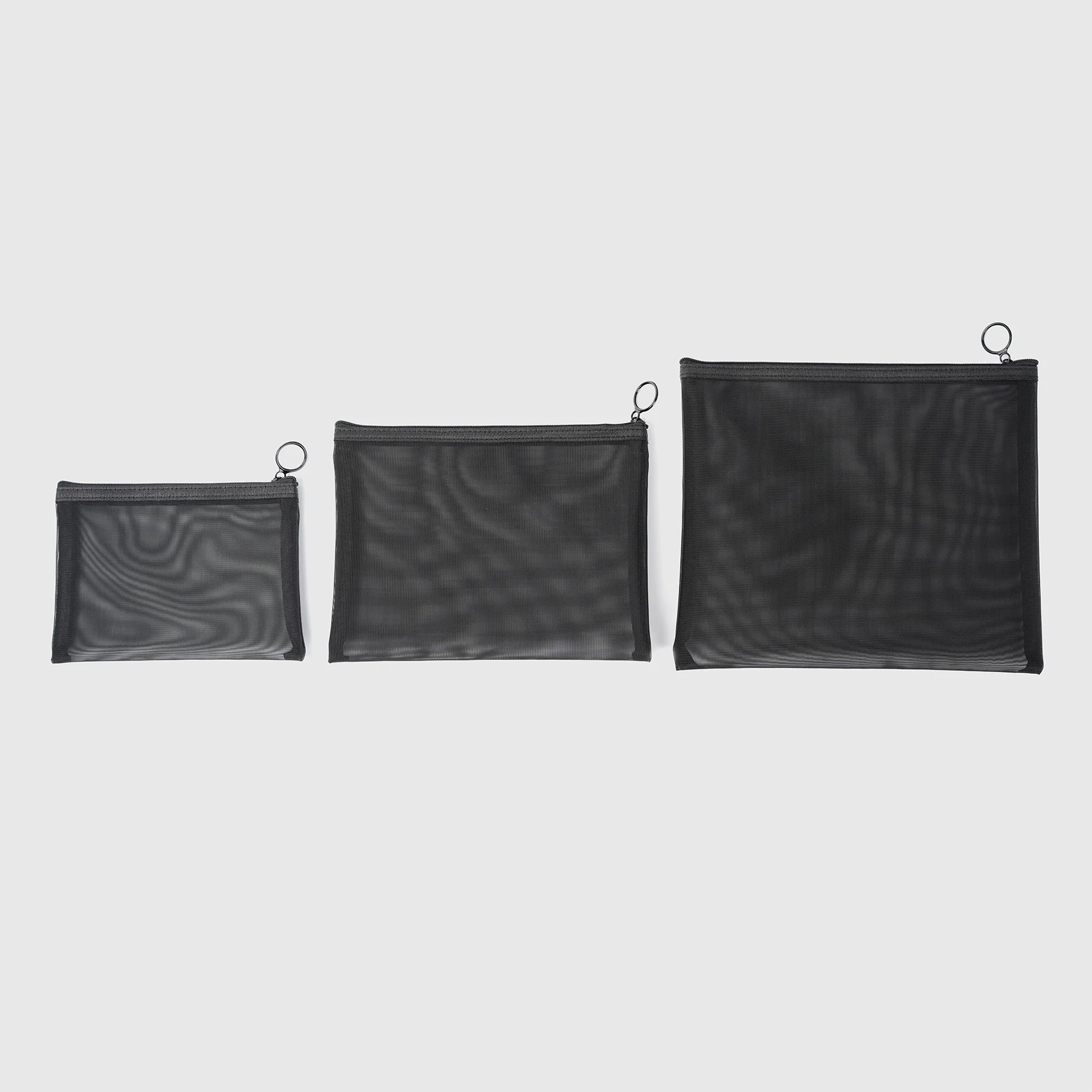 Travel Pouch Set in Three Sizes with See-Through Mesh