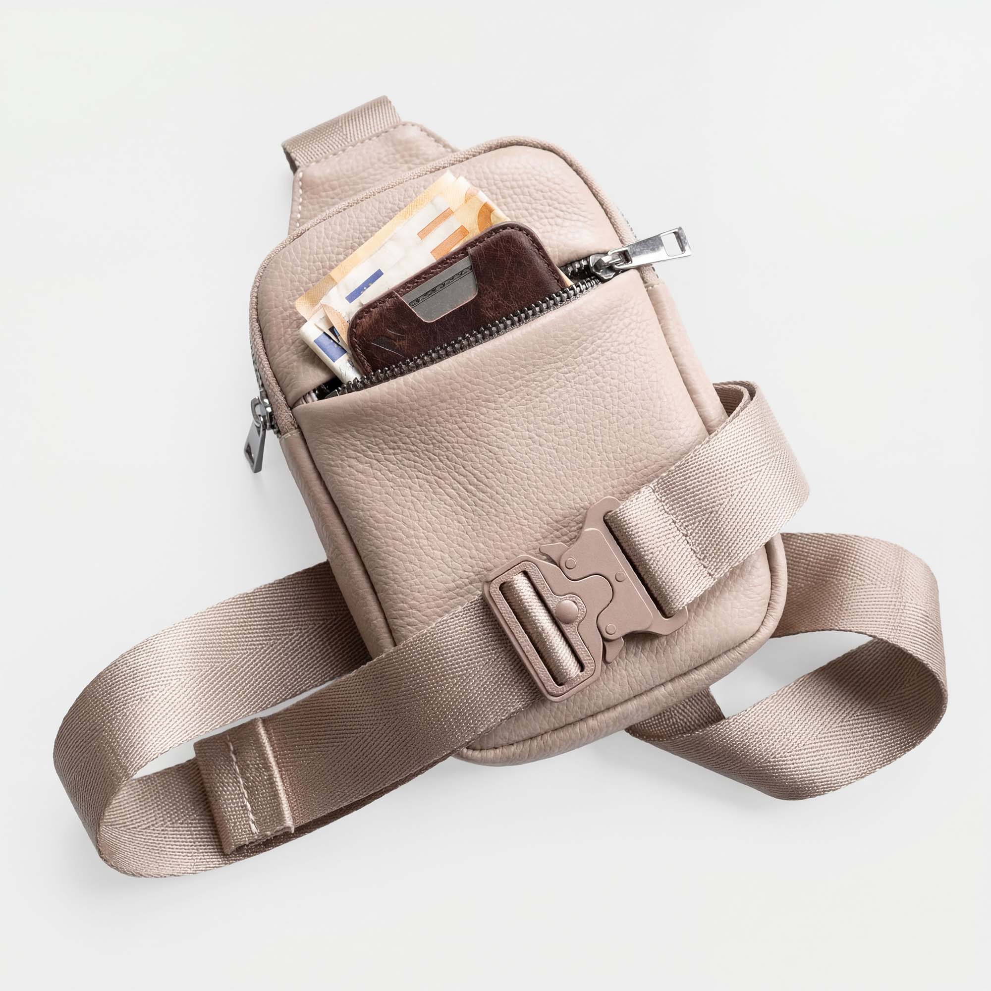 Sling Bag de Viaje en Piel Genuina con Protección RFID