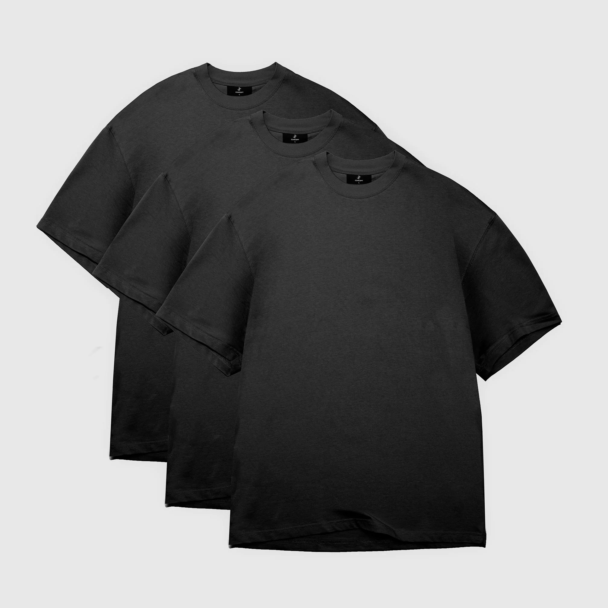 All Black 3-pak tungt løstsiddende vasket T-shirt 275gsm