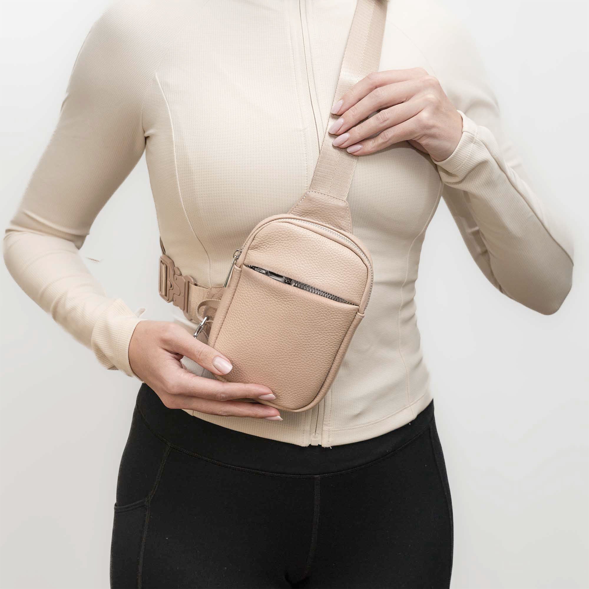 Sling Bag de Viaje en Piel Genuina con Protección RFID