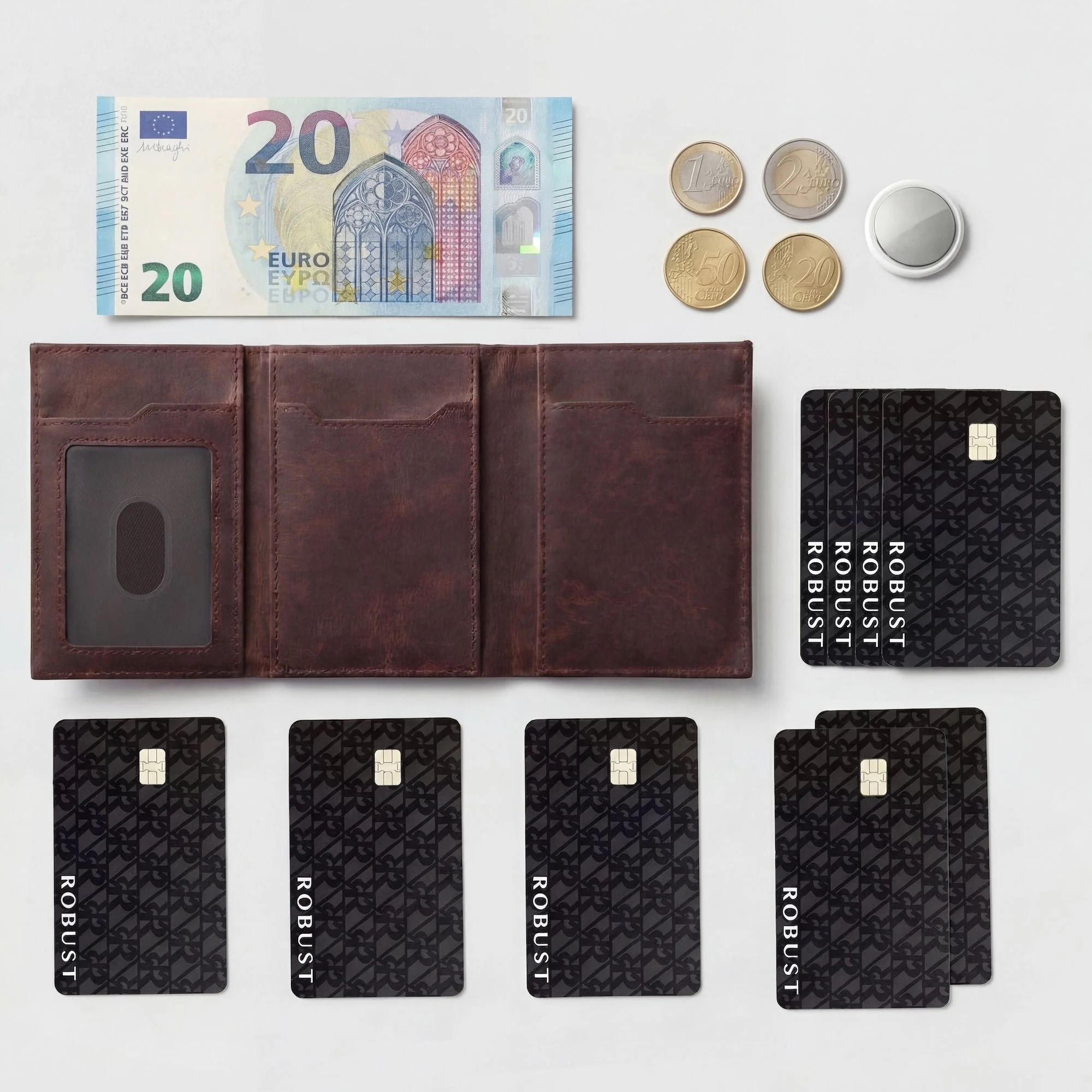 Portefeuille en cuir pleine fleur avec porte-cartes pop-up et blocage RFID