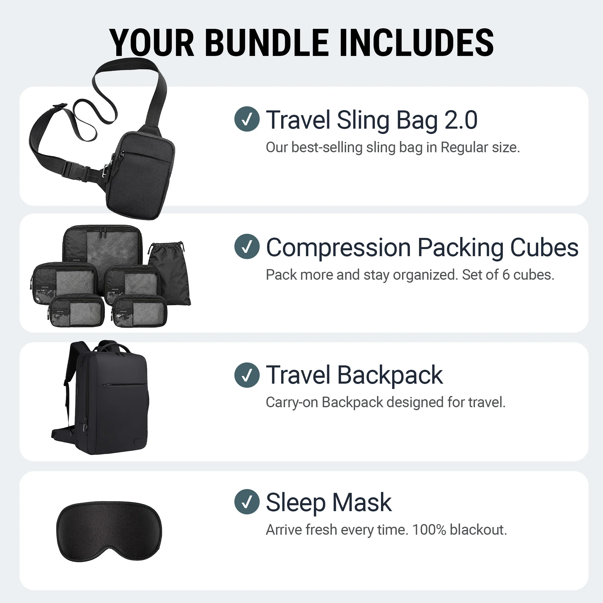 2.0 Travel Bundle med Travel Sling Bag 2.0 og Travel Backpack