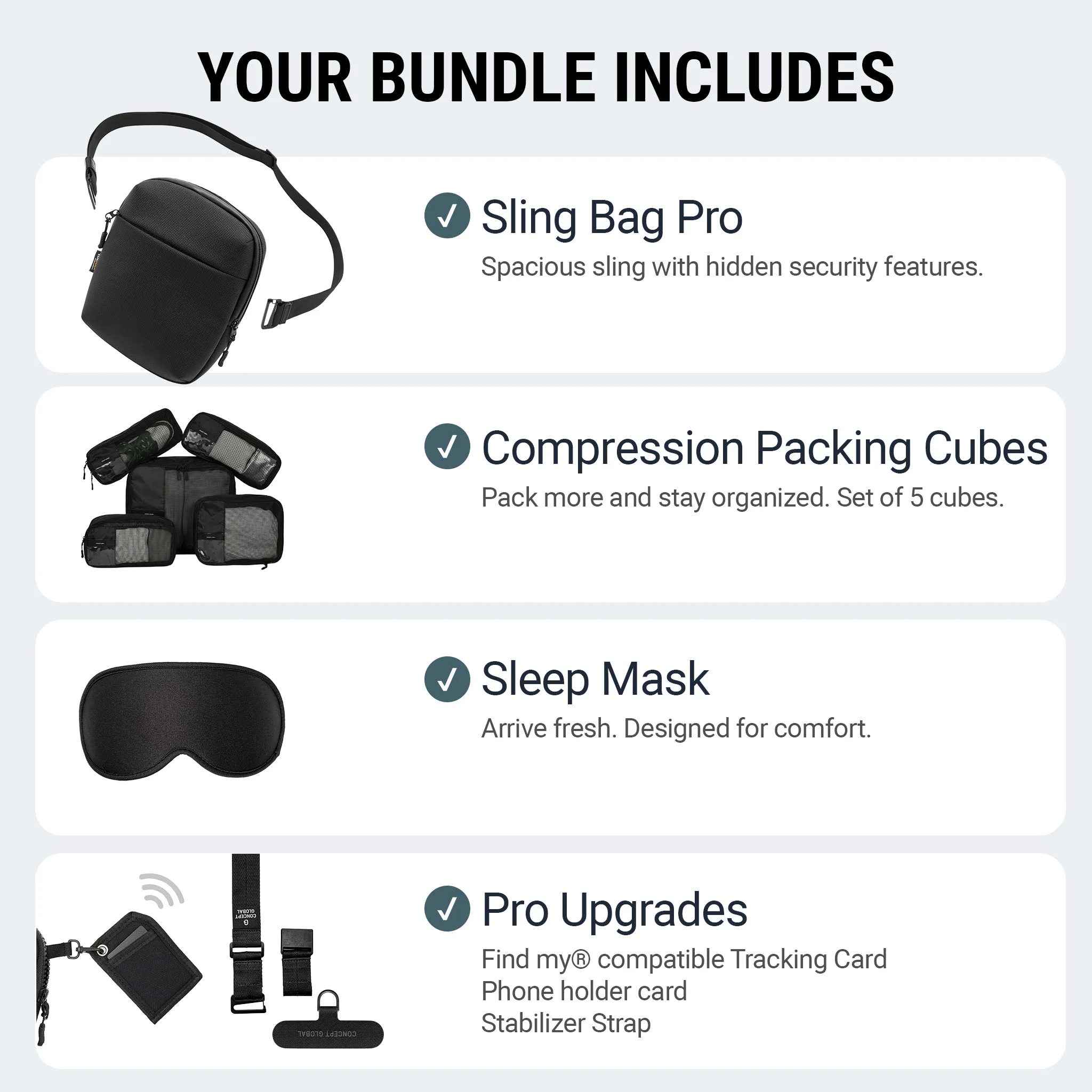 Conjunto Kit Completo Pro com Sling Bag Pro e Cubos de Compressão