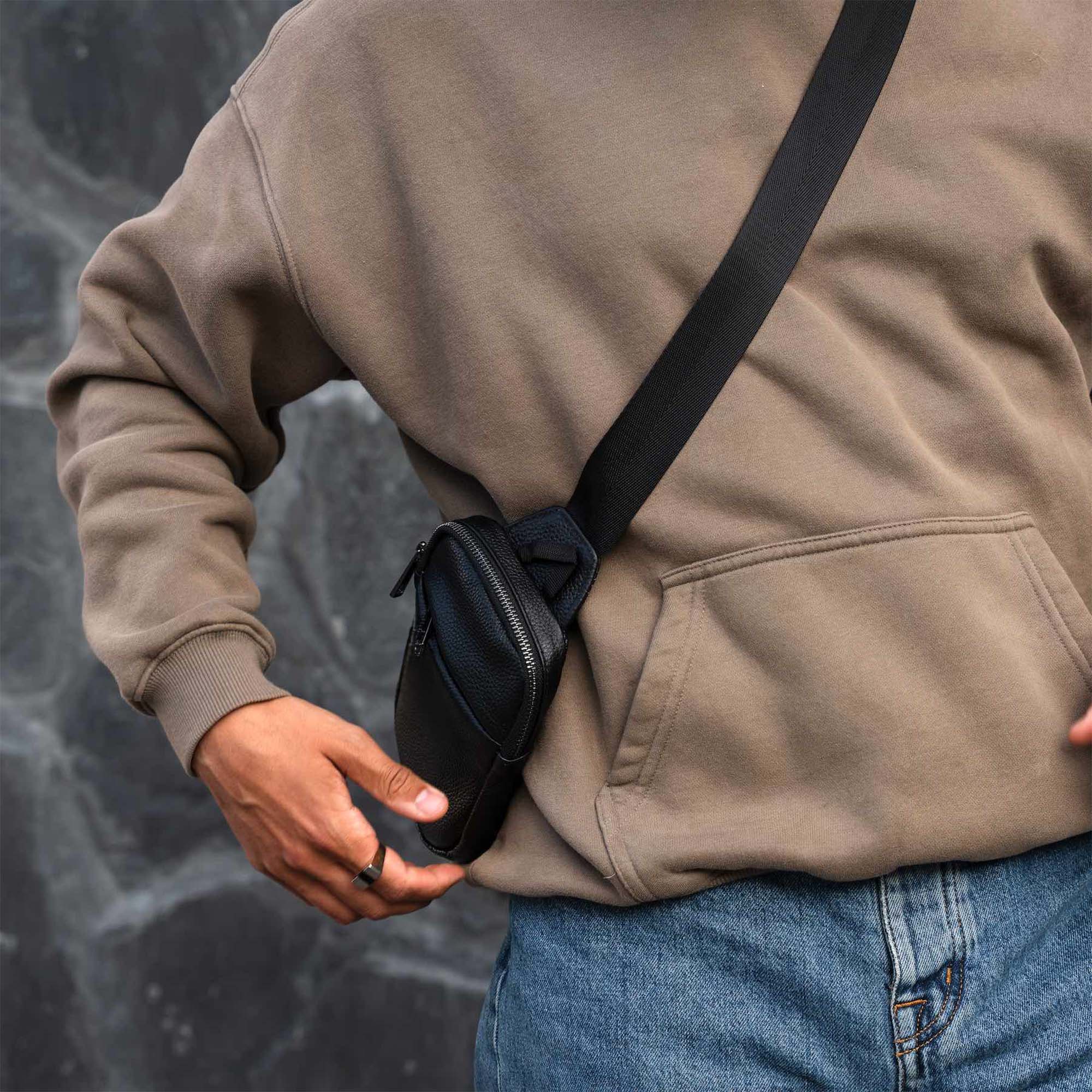 Sling Bag de Viaje en Piel Genuina con Protección RFID