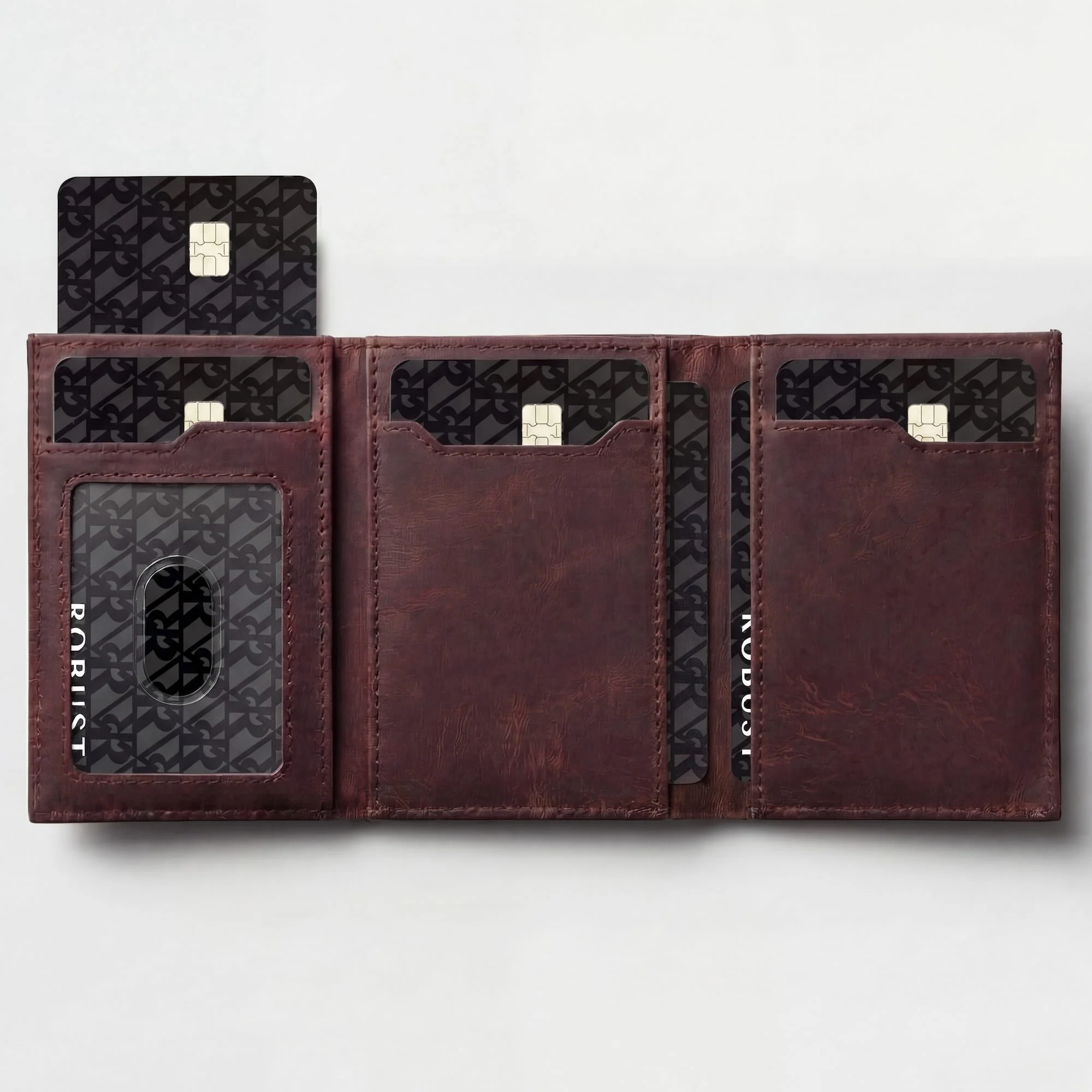 Portefeuille en cuir pleine fleur avec porte-cartes pop-up et blocage RFID