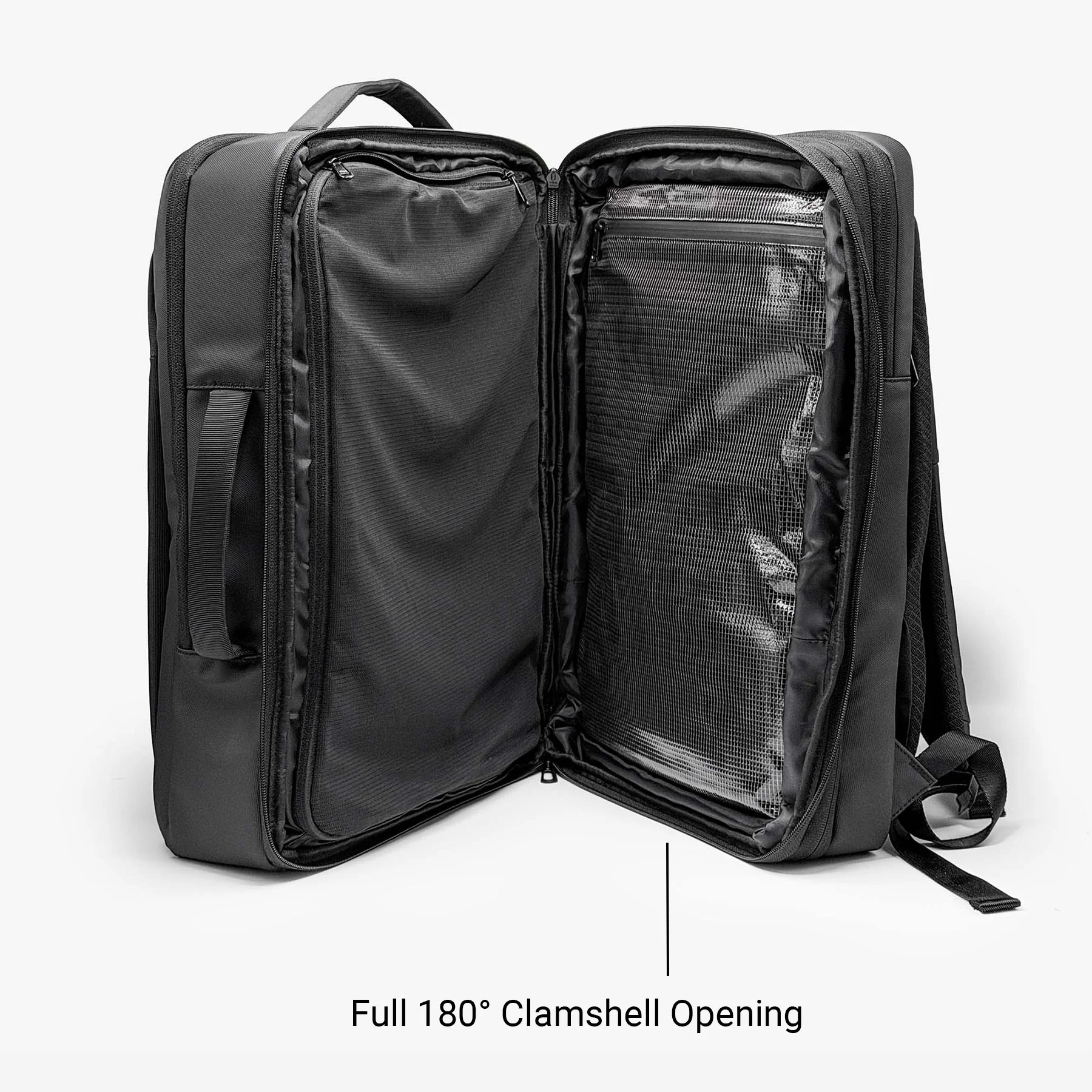 Zaino da viaggio con apertura a clamshell e scomparto per laptop