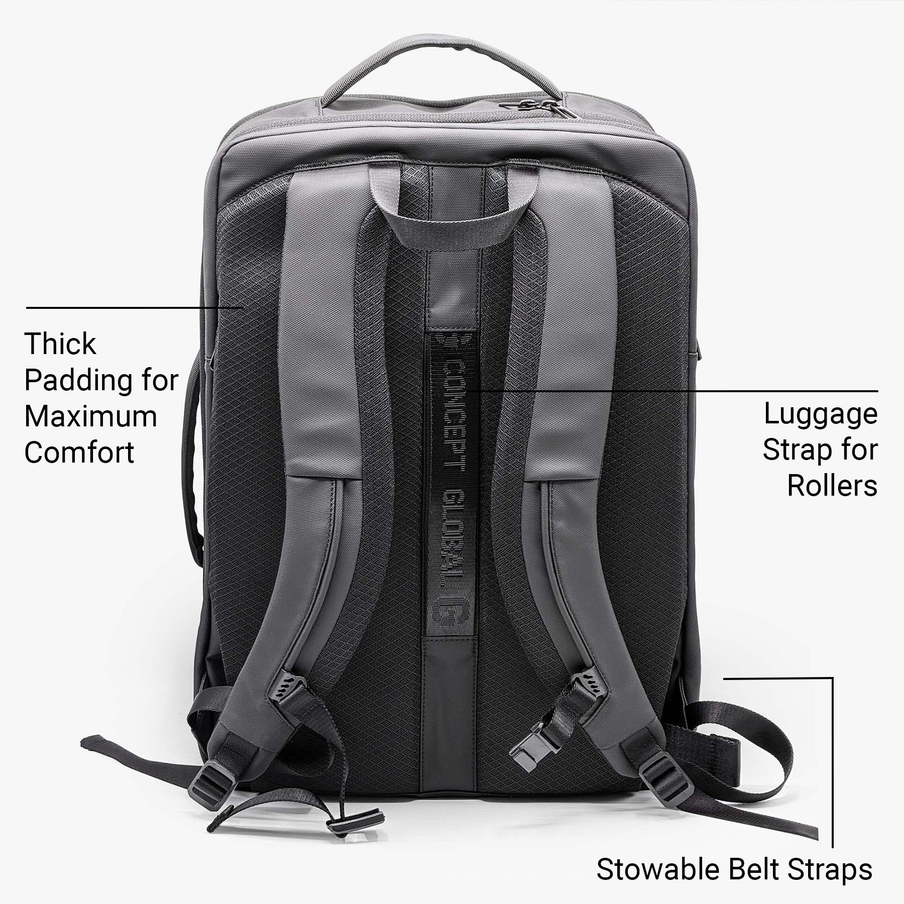 Zaino da viaggio con apertura a clamshell e scomparto per laptop